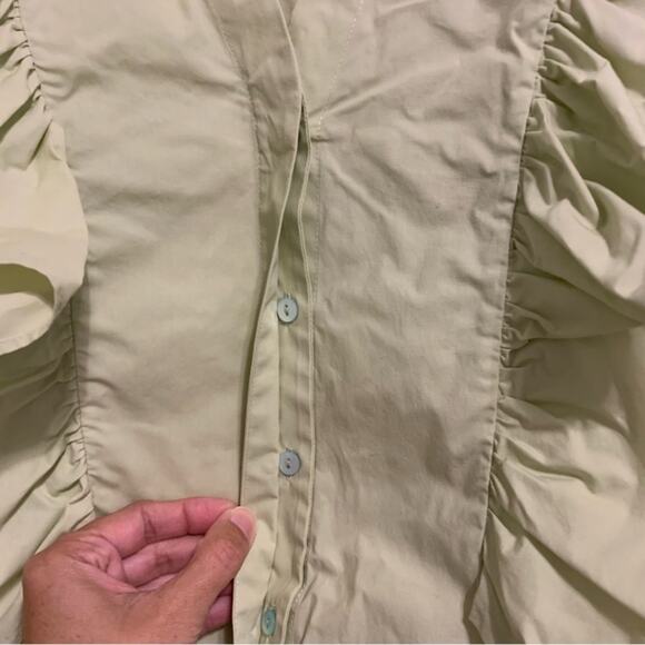 Genny Light Green Long Sleeve Ruffled Button Down Shirt - Picture 10 of 12
